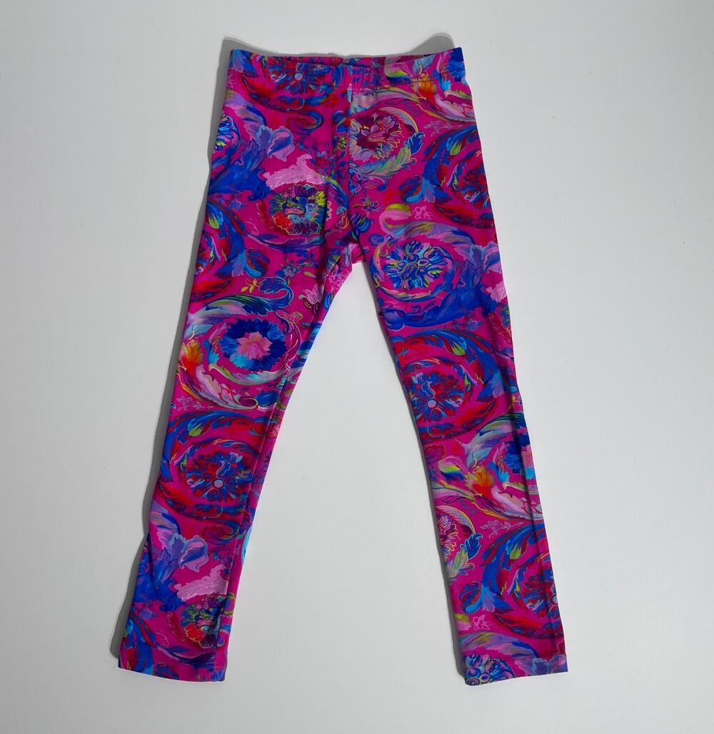 Versace Kids Barocco Magenta Leggings Pink Baroque Floral Luxe Y2K Italy 6A